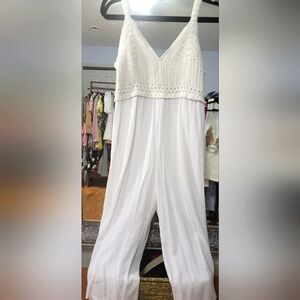 Japna White Crochet Bust Bohemian Jumpsuit. Sixe Medium. New No tags.